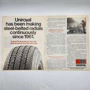 Vintage Uniroyal Tire Steel-Belted Radials Life Magazine 2 Page Print Ad